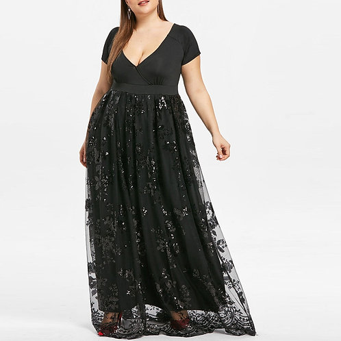 New Maxi Dresses For Women Plus Size Bohemian Beach Summer Sundress V-Neck Shor