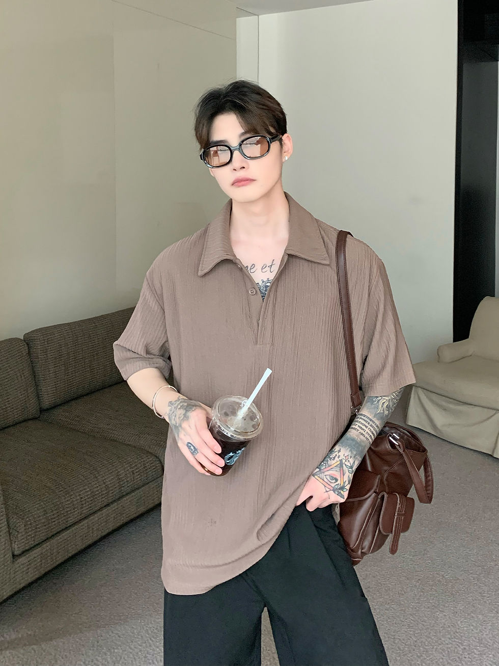 Thumbnail: Simple Solid Color Lapel Shirt For Men
