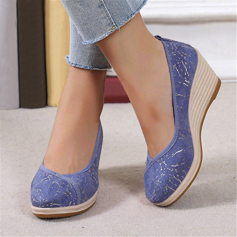 Thumbnail: Women Wedge Shoes 2022 New Summer Casual Solid Color Female Slip-on
