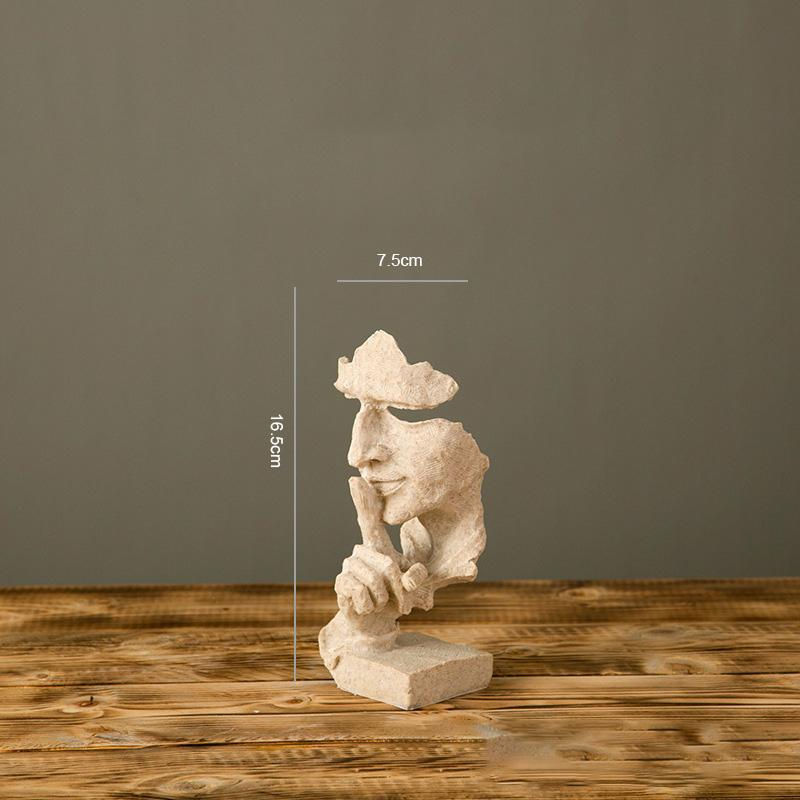 Thumbnail: Silence Is Gold Statue Human Face Statue Abstract Sculpture Nordic Creative Dec