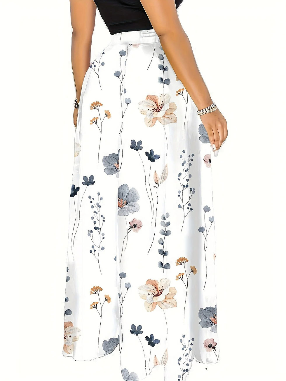 Thumbnail: 2023 Plus Size Casual Women's Color Block And Flower Print High Waist Pocket Fo