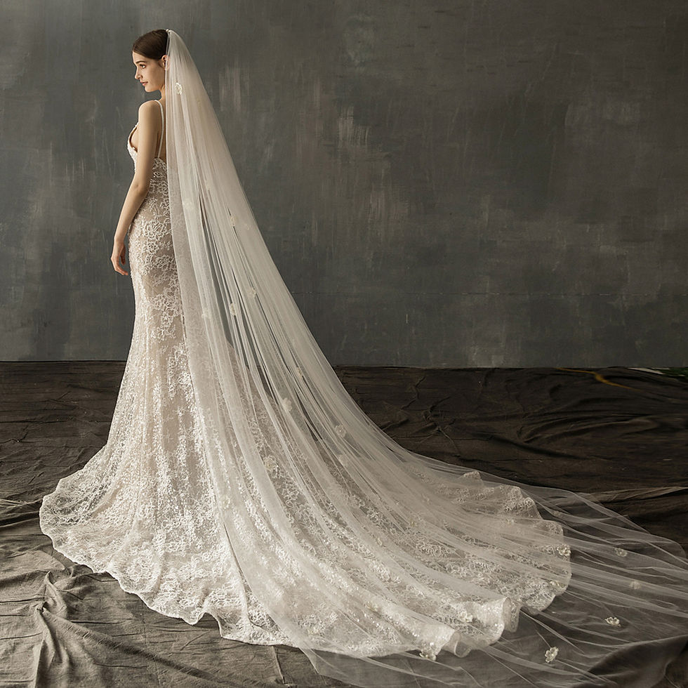 Miniaturbild: Bridal Church Wedding Pearl Long Tail Tulle