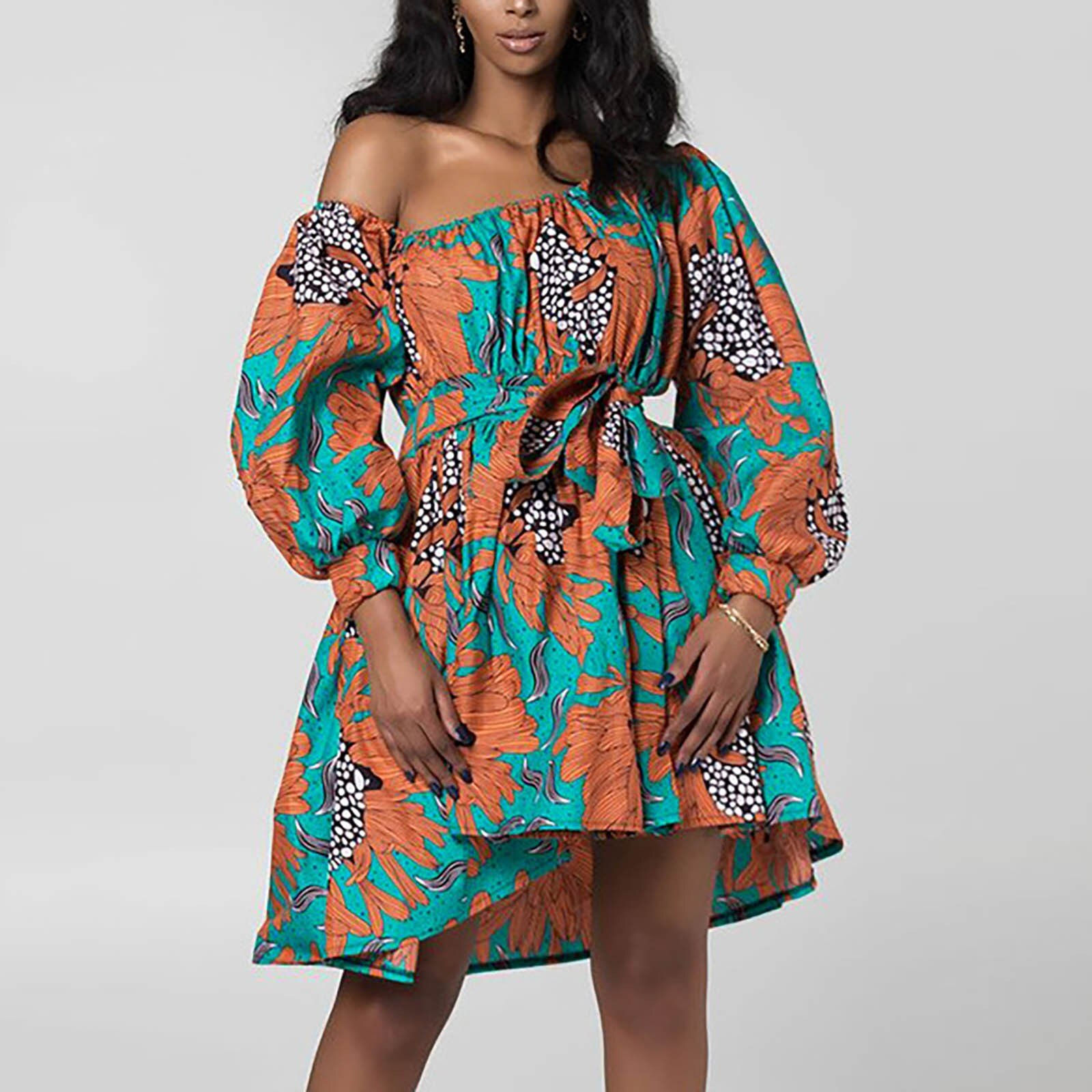 Sexy Elastic Printed Shrink Dress Short Skirt Summer Digital Print Fluffy Two P