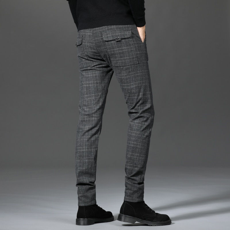 Thumbnail: Black Pants Men's Plaid Trousers Spring and Autumn New Fashion Slim Pants