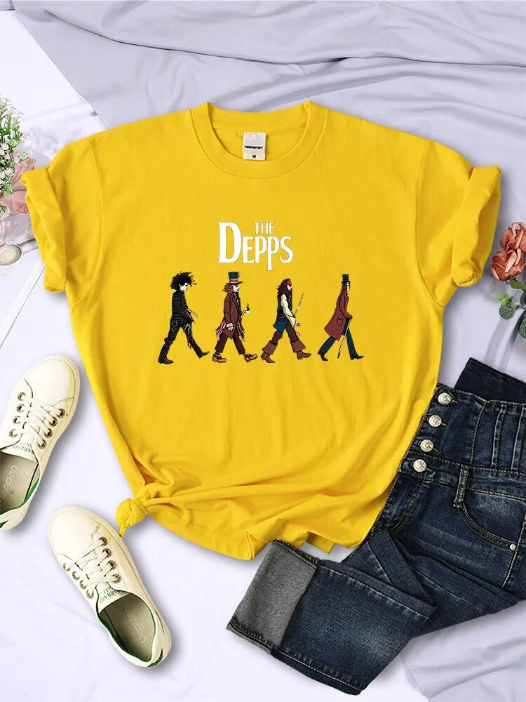 섬네일: Tee Shirts Women Edward Scissorhands Magician Pirate Gentleman Printed Short Sl