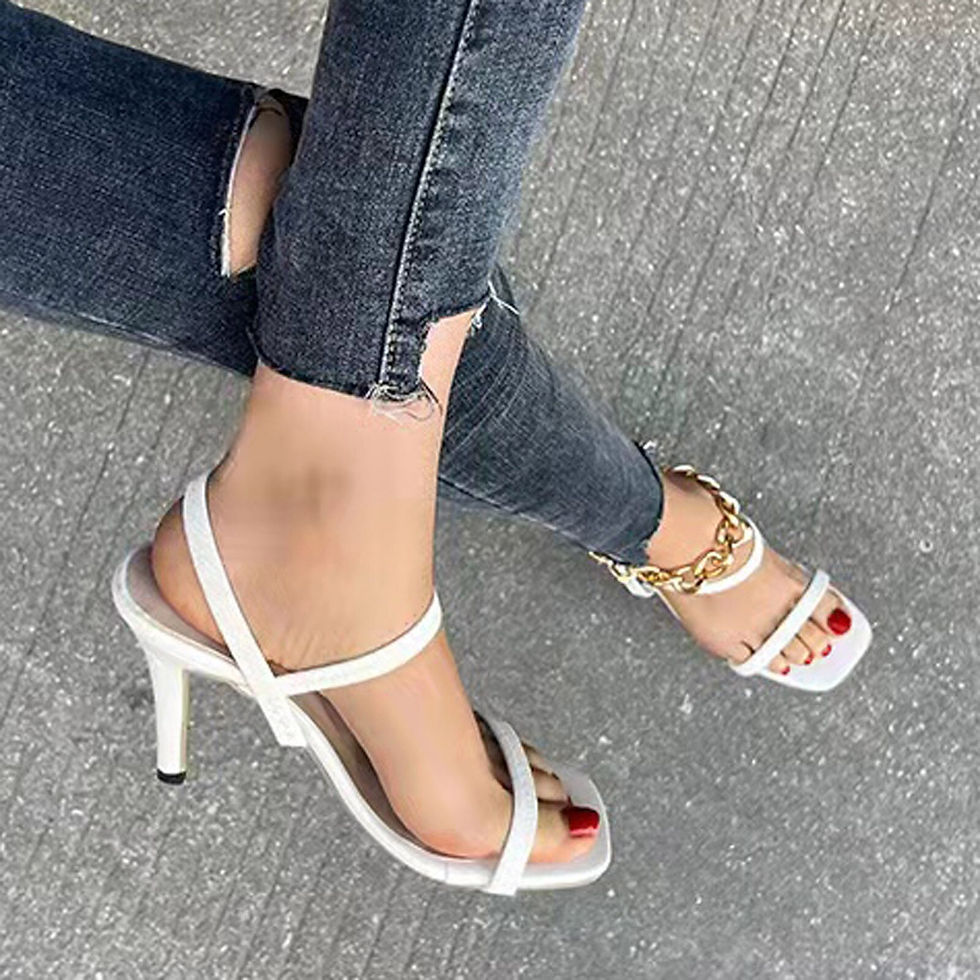 Thumbnail: Fashion Womens Summer Casual Solid Colors Thin High Heels Non-Slip Party Club A