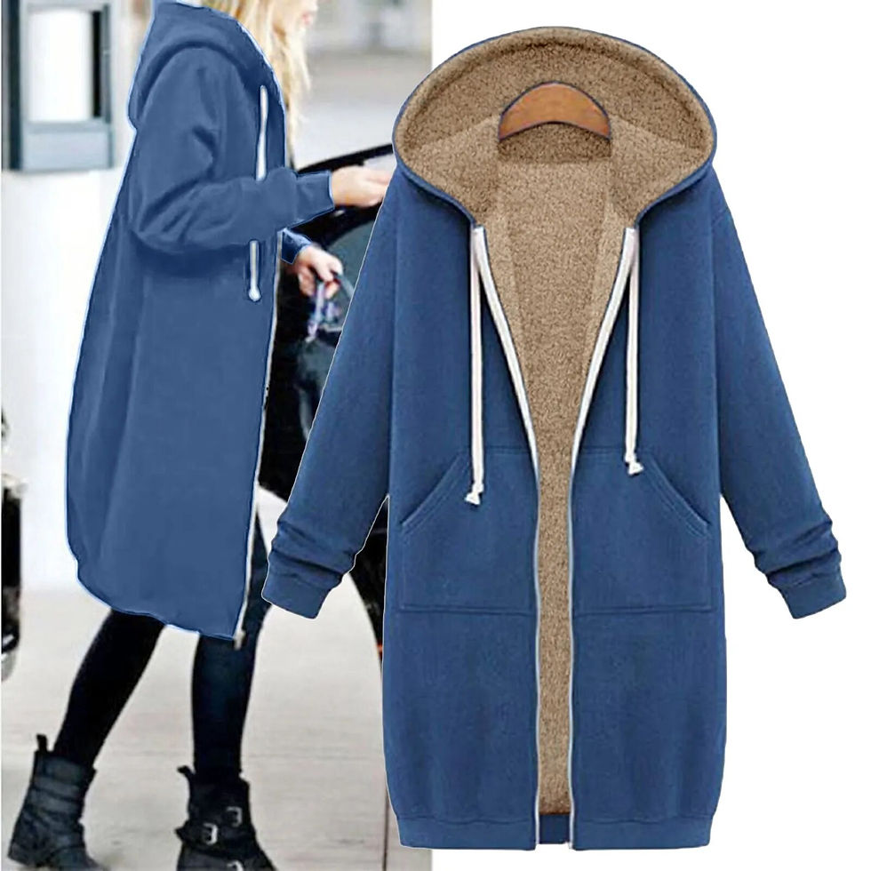 Thumbnail: Plus Size Women Zipper Open Hooded Fleece Sweatshirt Long Coat Jacket Tops Outw