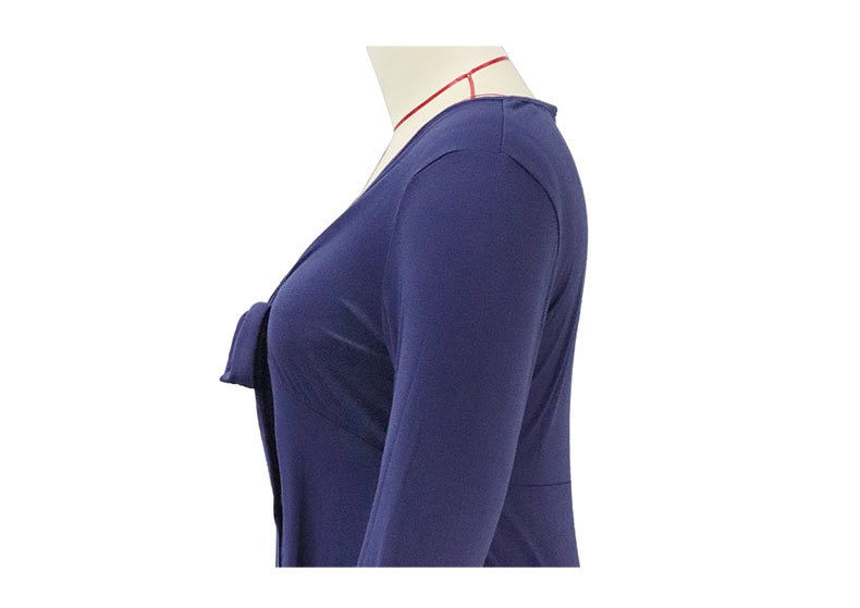 Miniatura: Perl Plus Size V-neck Bow Tie Dress Casual Full Sleeve Women Clothing Comfortab