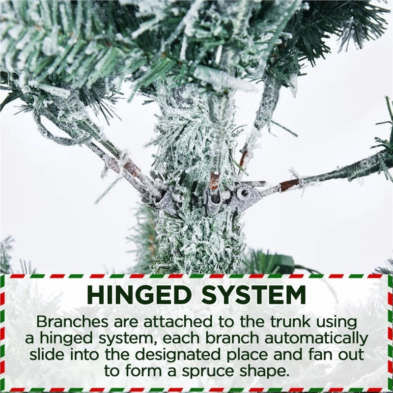 Miniature : Easyfashion Clear Prelit Incandescent Green Flocked Spruce Decorative Artificia