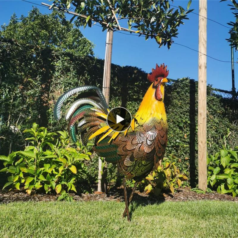 Thumbnail: Chicken Lawn Ornament Waterproof Realistic Chicken Statue Metal Rooster Statues