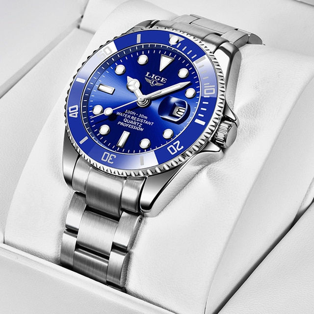 Thumbnail: NEW Top LIGE Brand Casual Fashion Watches for Man Sport Military Full Steel Wri