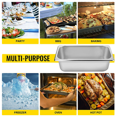 VEVOR Buffet Chafing Dishes 8.5L-20.5L Gastronorm Pans Steam Table Pans Tray St