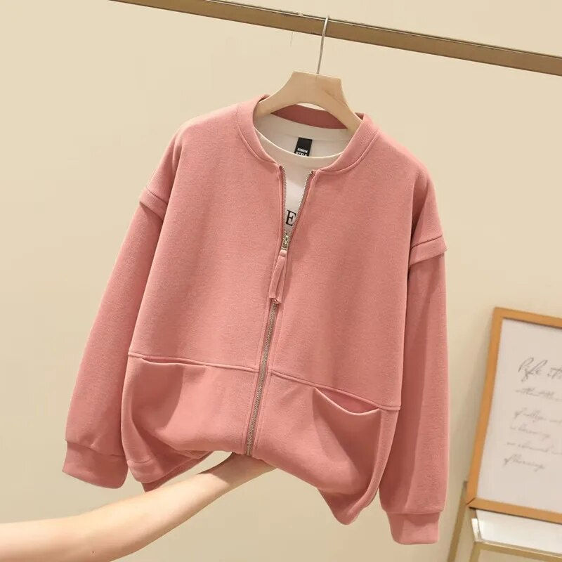 Thumbnail: Plus Size Women's Clothing Casual Jacket In Pinstripe Woven Polyester Spring An