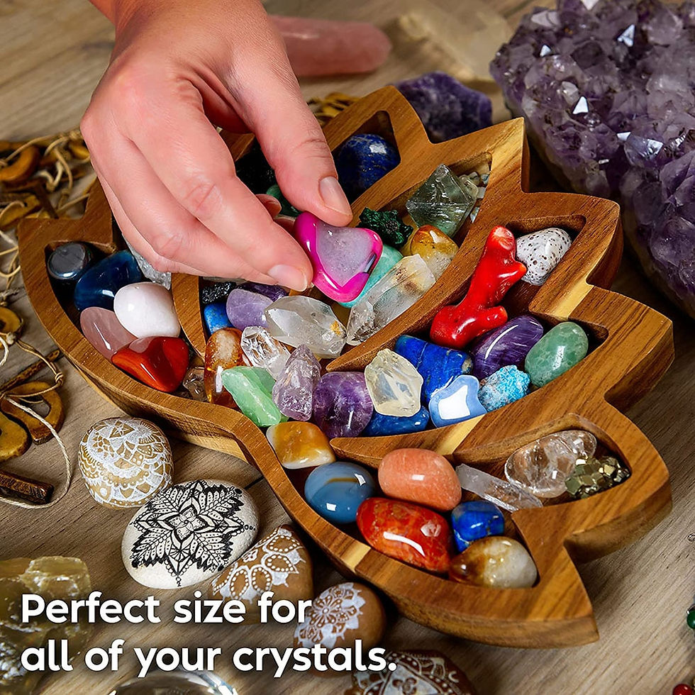 Miniatura: Wooden Crafts Crystal Display Holder Tray Lotus Shaped Jewelry Plate Healing St