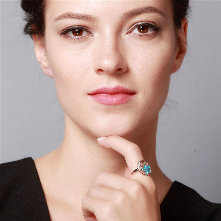 Thumbnail: US STOCK 15% Off Wedding Flower Ring Female Vintage Silver Fashion Rings for