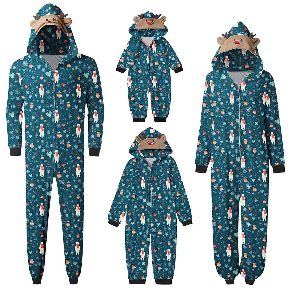 Miniatura: 2022 New Christmas Family Matching Pajamas Christmas Elk Ear Jumpsuit