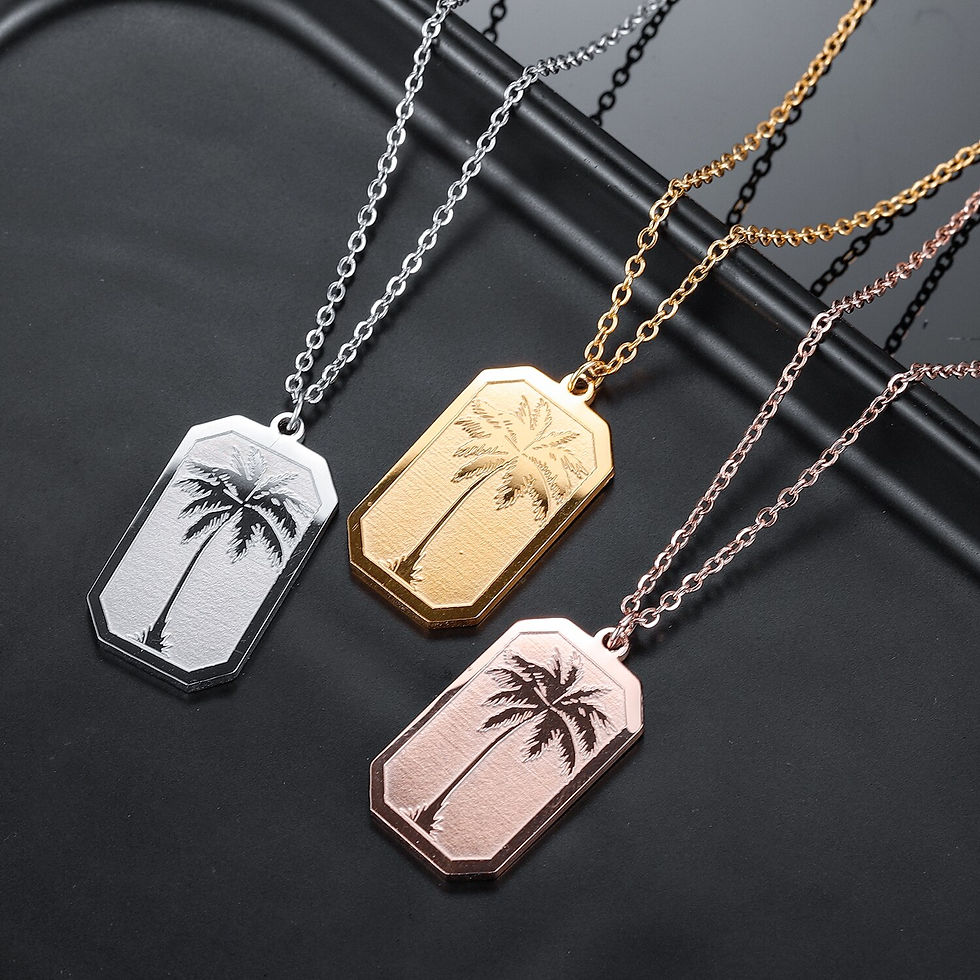 Thumbnail: Necklace For Women With Palm Tree Gold Stainless Steel Chain Personalized