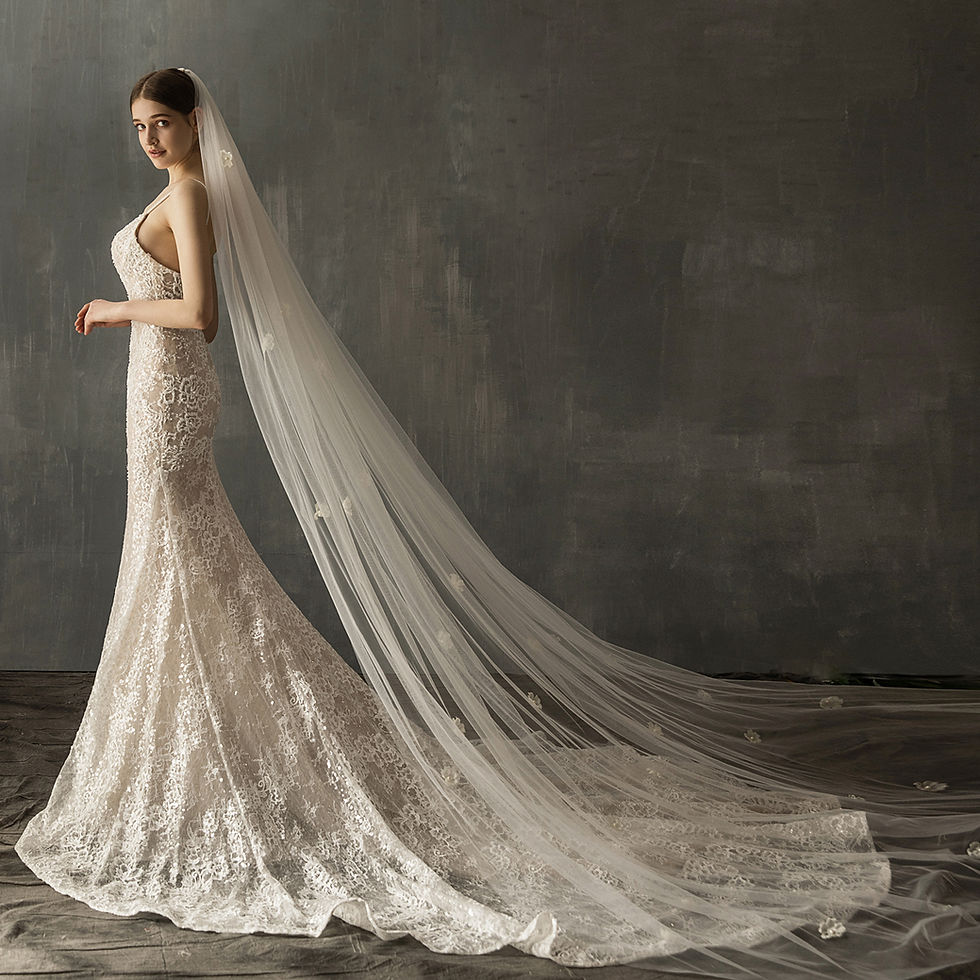 Miniaturbild: Bridal Church Wedding Pearl Long Tail Tulle