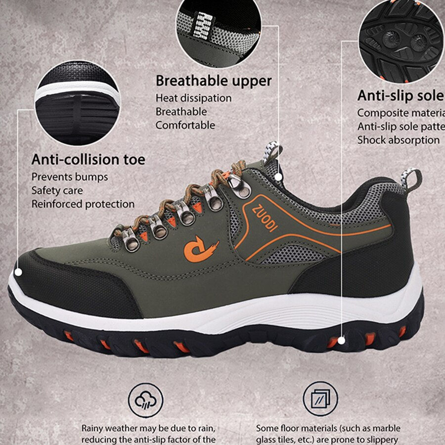Thumbnail: Men Hiking Shoes Outdoor Anti Slip Rubber Sole Mountain Sneakers Wear Resistant