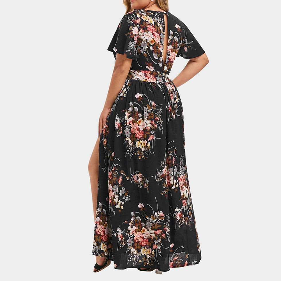 الصورة المصغرة: Plus Size Dresses for Women Sexy Bohemian V-neck Floral Print Maxi Dress Short