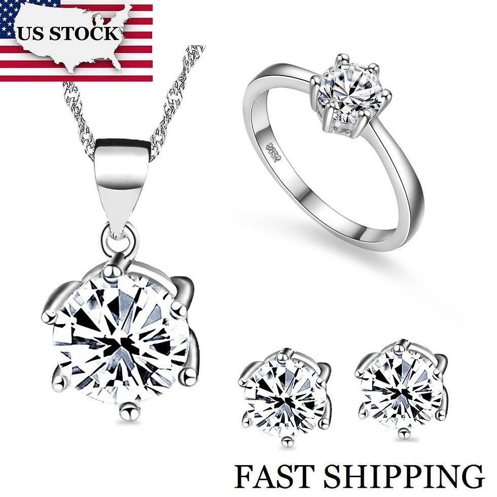 Thumbnail: USA STOCK Uloveido 40% Bridal Wedding Jewelry Sets Silver Color Stud Earrings