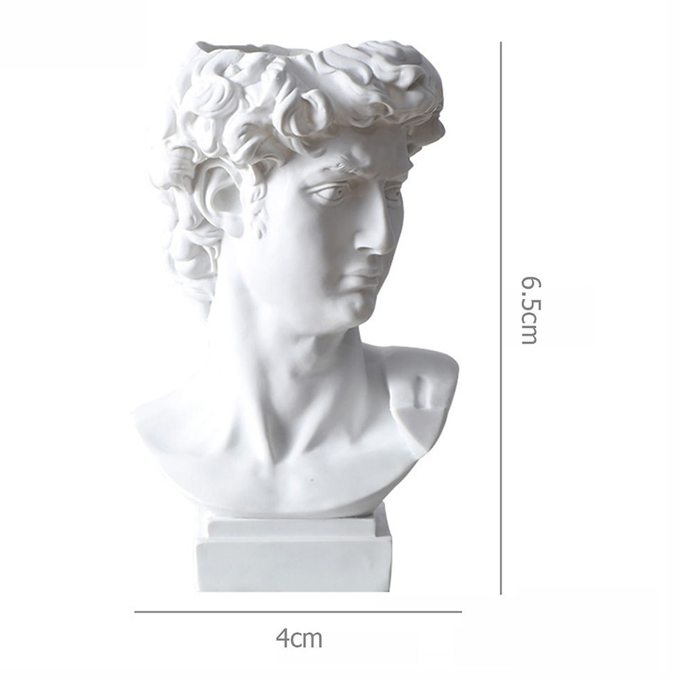 Küçük resim: Creative Pen Holder Resin David Sculpture Portrait Statue Make-up Brush Storage