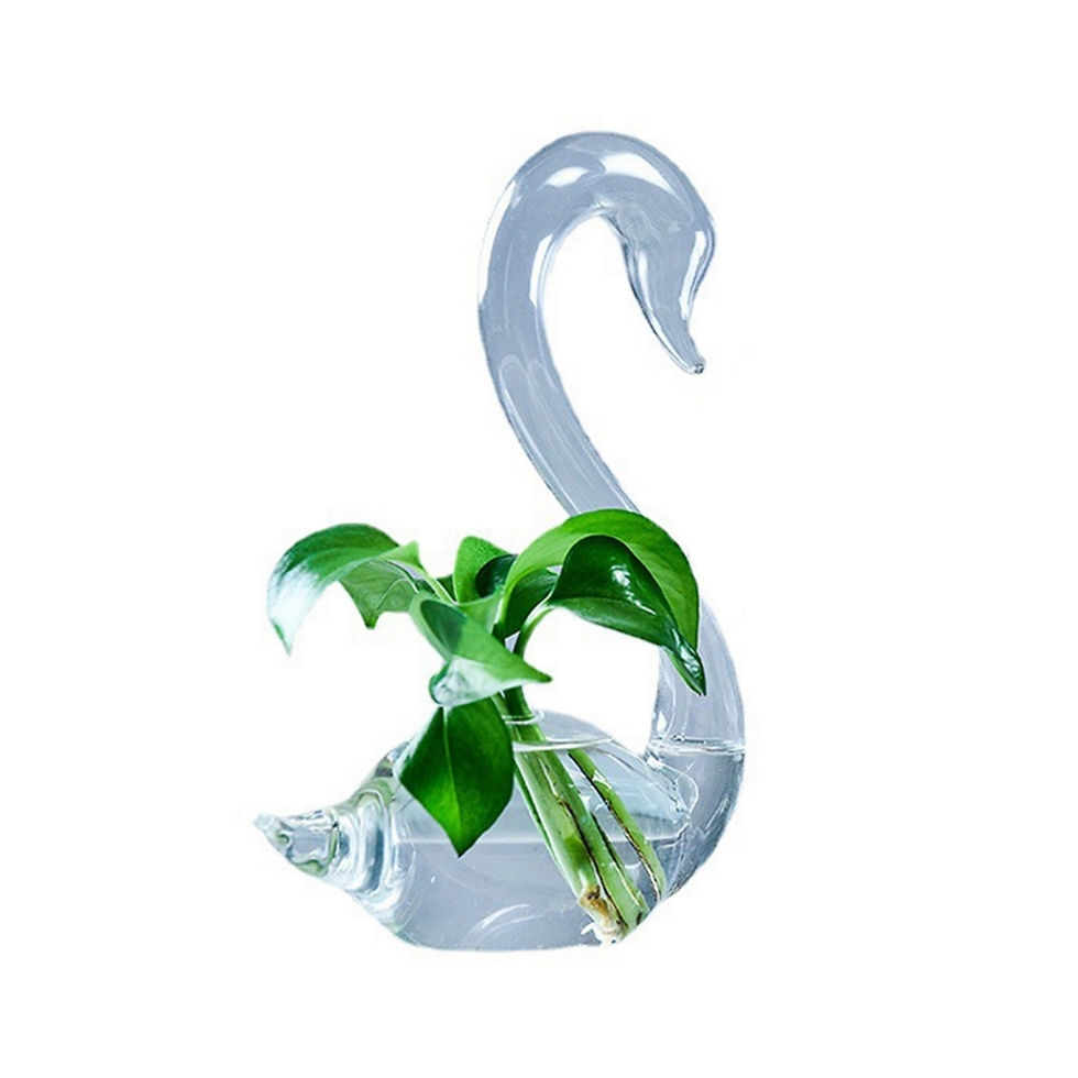 תמונה ממוזערת: Transparent Glass Swan Vase Hydroponic Plant Flower Pot For Valentine Wedding L