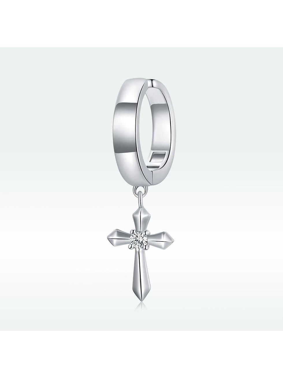 Miniatura: 1pc Hip Hop Cubic Zirconia Decor Cross Sterling Silver Drop Earring For Women M