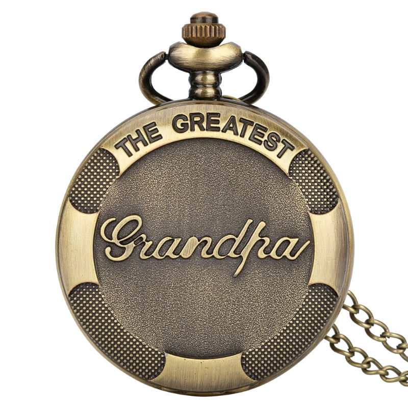 Imej kecil: Gift to the greatest grandpa quartz pocket watch Arabic numerals dial necklace