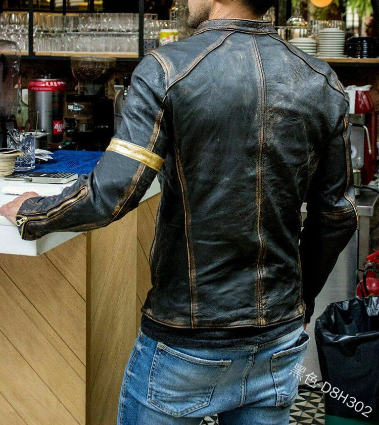 Thumbnail: Jacket Men's Fashion Faux Leather Stand Punk Motorcycle Jacket Autumn Winter Ca