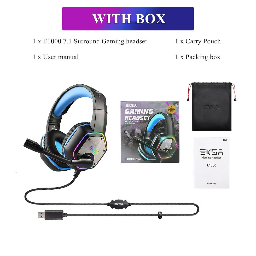 Thumbnail: Gaming Headphones For PC/PS4/PS5 EKSA E1000 7.1 Surround RGB Gaming Headset Gam