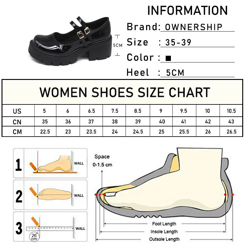 Thumbnail: Women's Platform High Heels Shoes Female Pumps Mary Janes Casual
