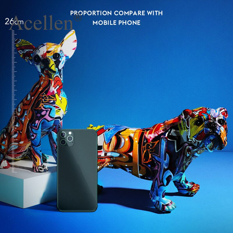 Thumbnail: Creative Color Chihuahua Dog Statue Resin sculpture Crafts Simple Living Room