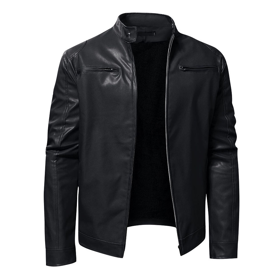 Thumbnail: Autumn Winter Leather Jacket Men Stand Collar Slim Pu Leather Jacket Fashion Mo
