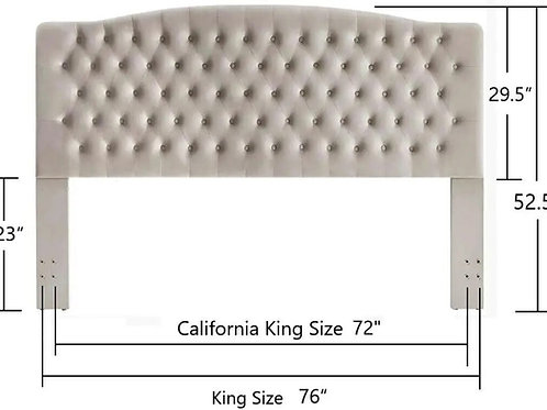 24KF Velvet Upholstered Tufted Button King Headboard and Comfortable Fashional