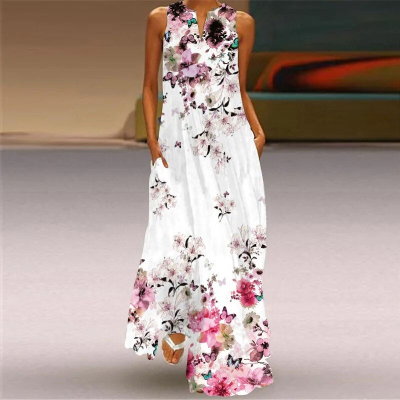 Thumbnail: 2023 New Plus Size Women Dress Autumn Winter Floral Printed Maxi Dresses Casual