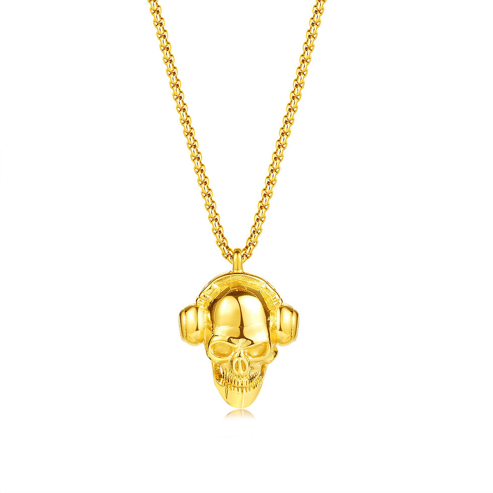 Thumbnail: Personality Skull Titanium Steel Headset Necklace For Men