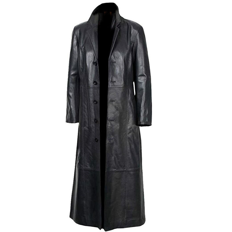 Thumbnail: Plus Size Leather Jacket Motorcycle Men's Duster Fur Coat