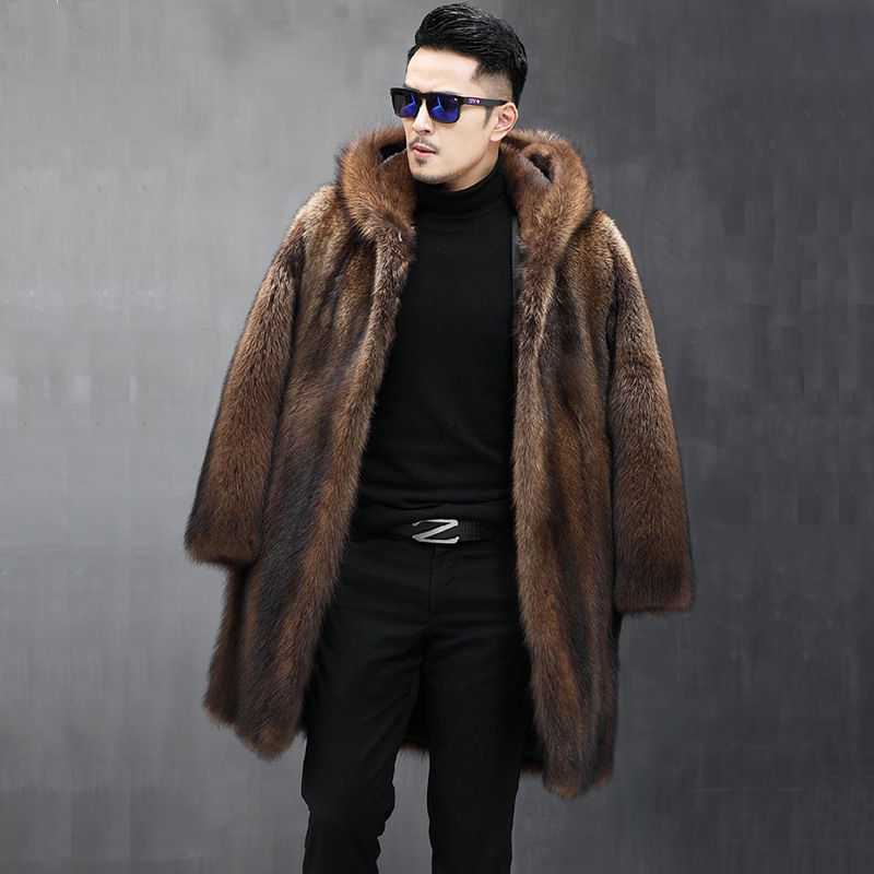 Miniature : Men's Long Warm Mink Fur Coat