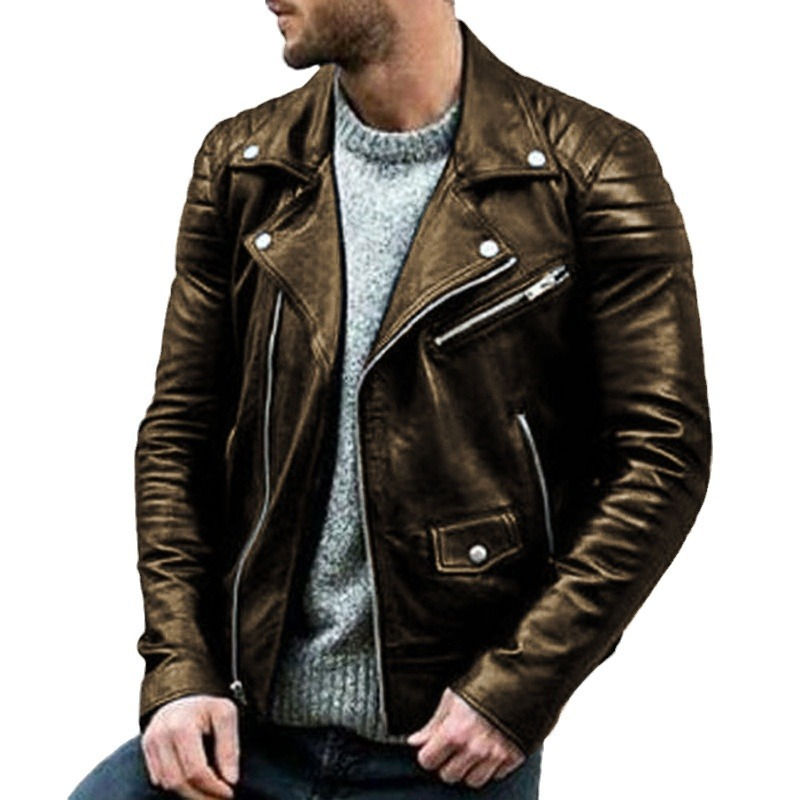 Miniatura: Spring Autumn New Fashion Men's Casual Trendy Loose Leather Jacket Coat America