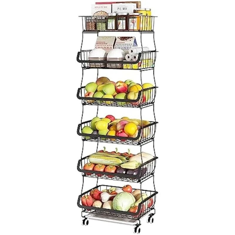 Wisdom Star 6 Tier Fruit Vegetable Basket, Wire Storage Basket Organizer Utilit