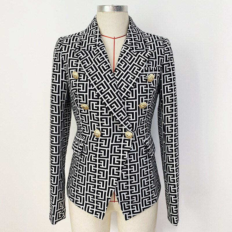 थंबनेल: 2022 NEW High Quality Geometric Gorgeous 2 Pieces Sets Jacket and Dress Rayon