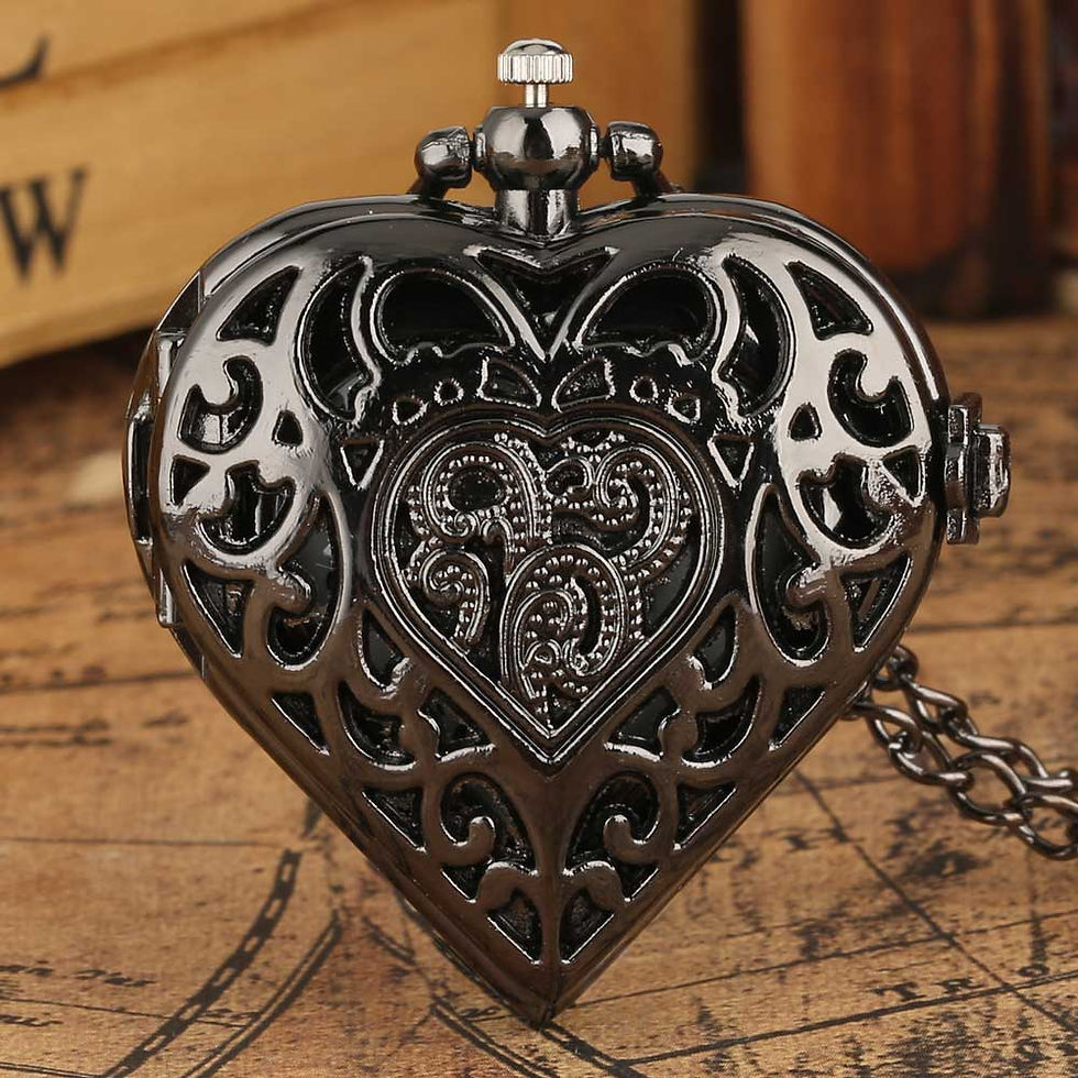 Imej kecil: Stylish romantic heart-shaped diamond quartz women's necklace pocket watch souv