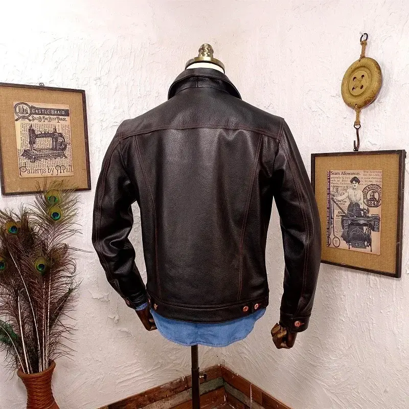Thumbnail: Free shipping.Popular vintage casual style genuine leather jacket.Cheap men sli
