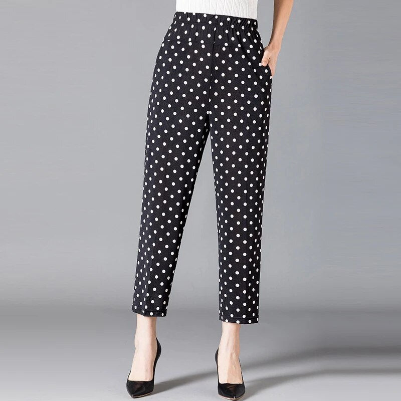 Thumbnail: XL-8XL Plus Size Women Harem Pants Casual Elastic High Waist Pants Print Middle