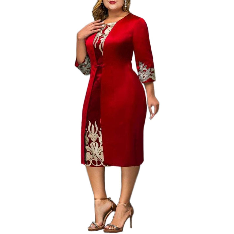 Miniatura: Plus Size Dress Women Elegant Luxury Designer Evening Dress Curvy Bodycon Dress