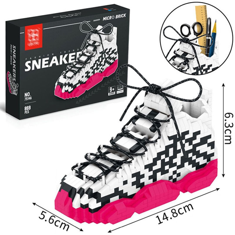 Thumbnail: New Building Blocks Boys Girls DIY Sport Basketball Shoes Anime Sneakers Toy Au