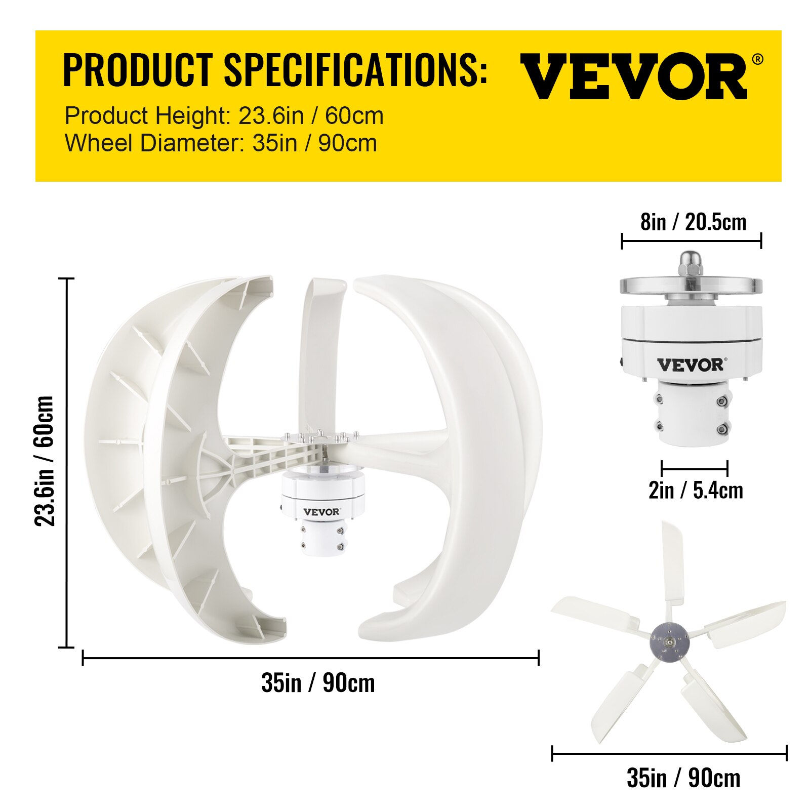 VEVOR Vertical Axis Wind Turbine 12V 100W/400W/600W Alternative Energy