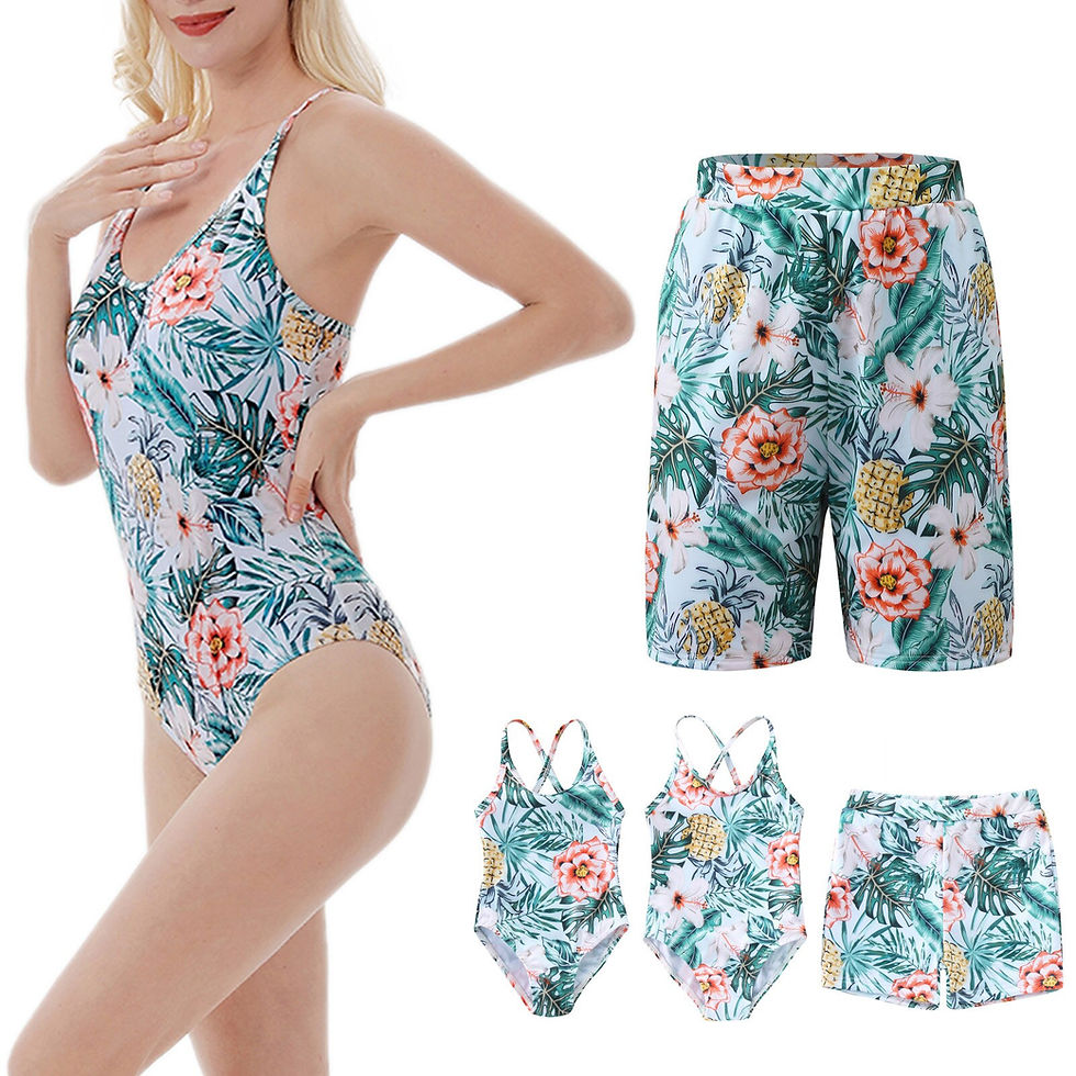 Miniatura: Parent Child Swimsuit Bikini Floral Leaf Printed One-Piece Bikini Family Swimwe
