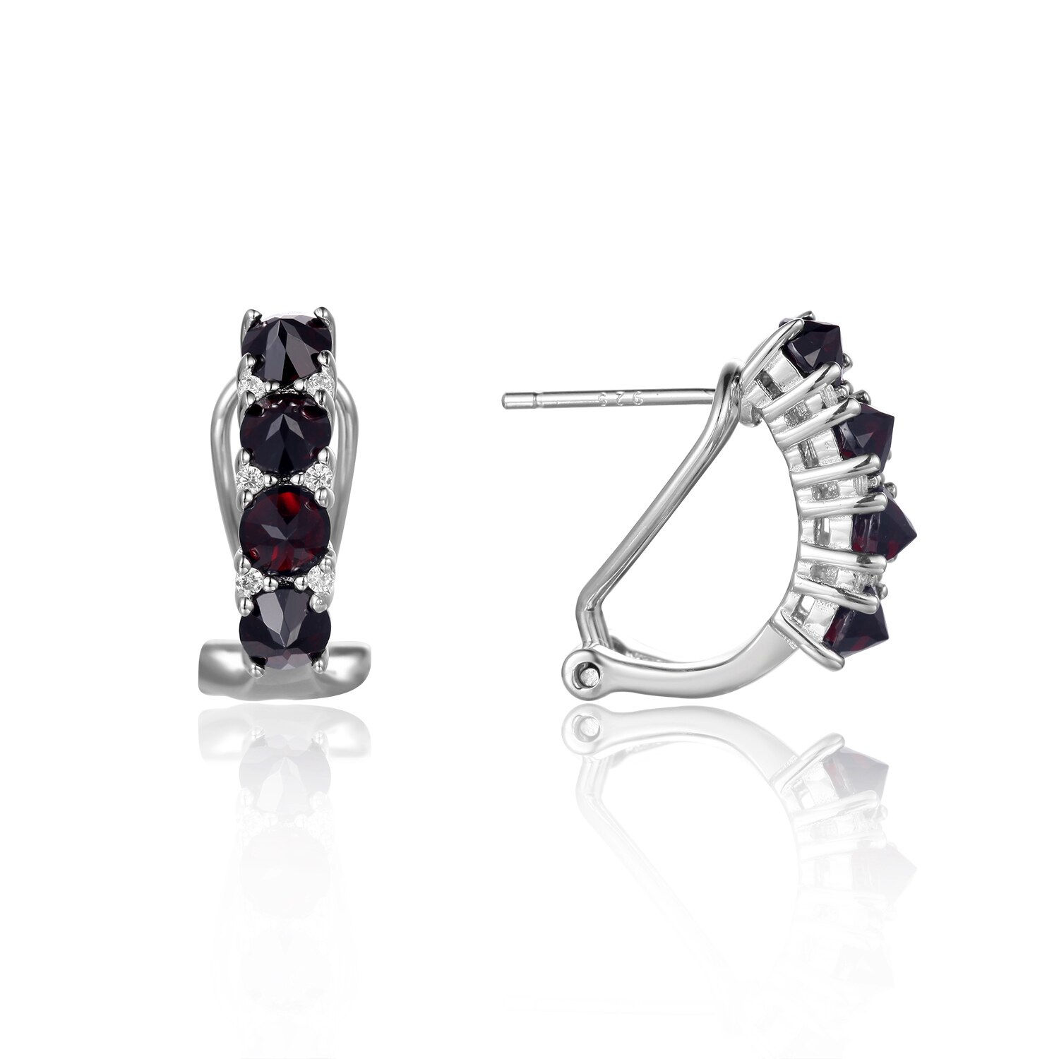 GEM'S BALLET January Birthstone Garnet JewelryRound Black Garnet Gemstone Clip